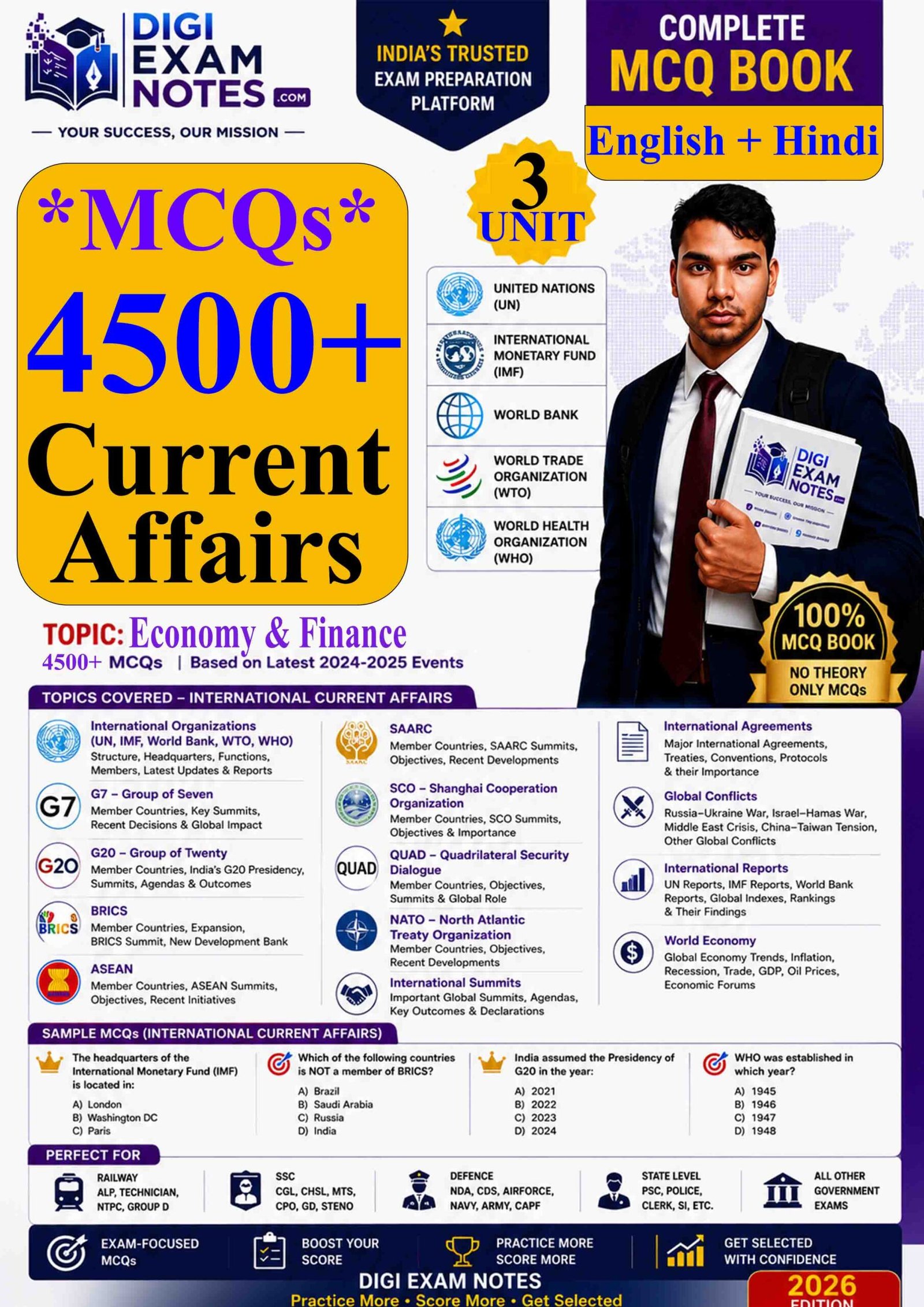 Economy MCQ Book, Finance MCQ Book, Economy Current Affairs PDF, Finance Current Affairs PDF, RBI Policy MCQ, Repo Rate MCQ, Inflation MCQ, GDP MCQ, Banking News MCQ, Digital Banking MCQ, UPI MCQ, Digital Rupee MCQ, SEBI MCQ, Stock Market MCQ, Mutual Funds MCQ, Insurance MCQ, Taxation MCQ,