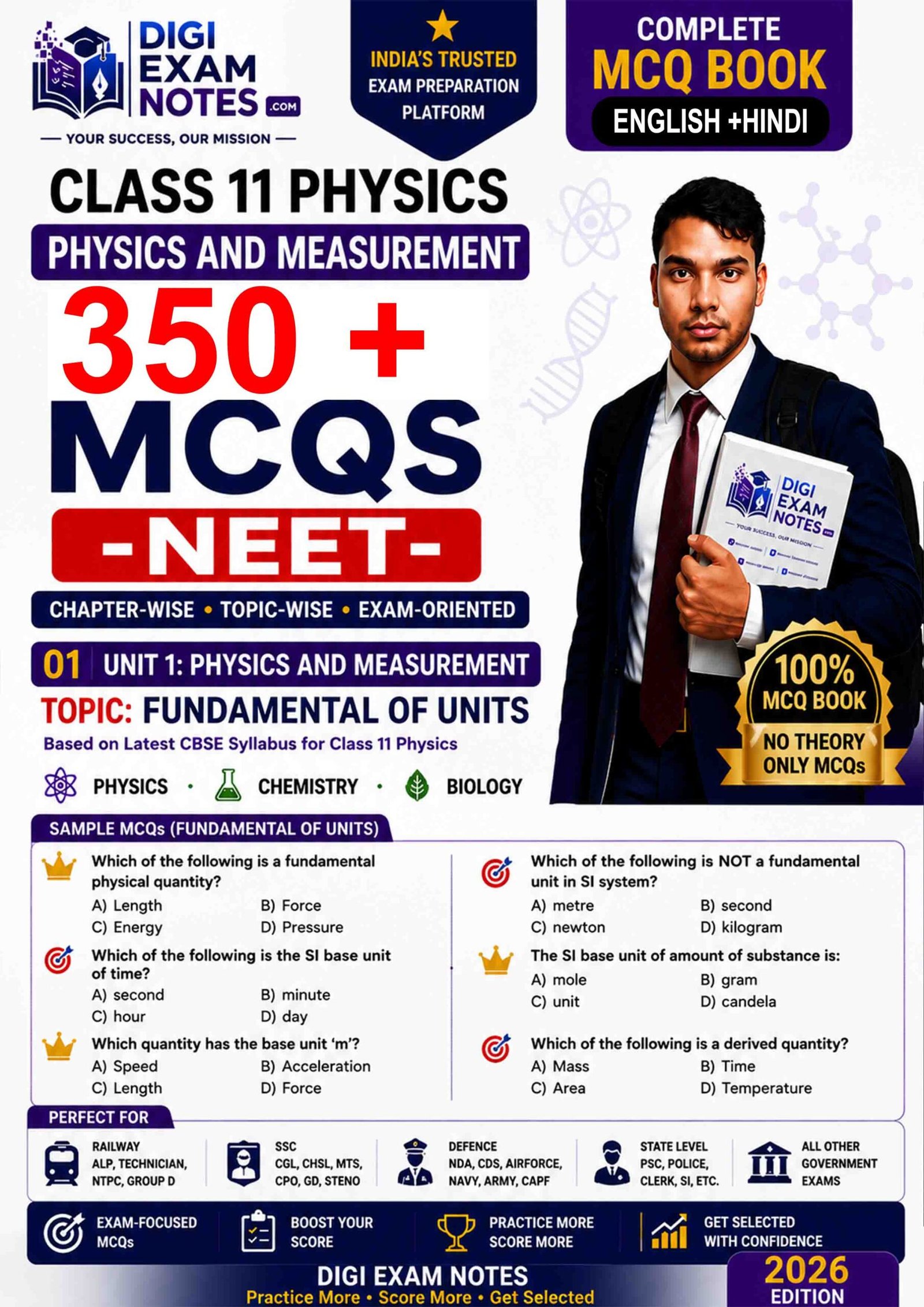 Fundamental Units MCQ Book 2026 | Class 11 Physics | 350+ MCQs PDF