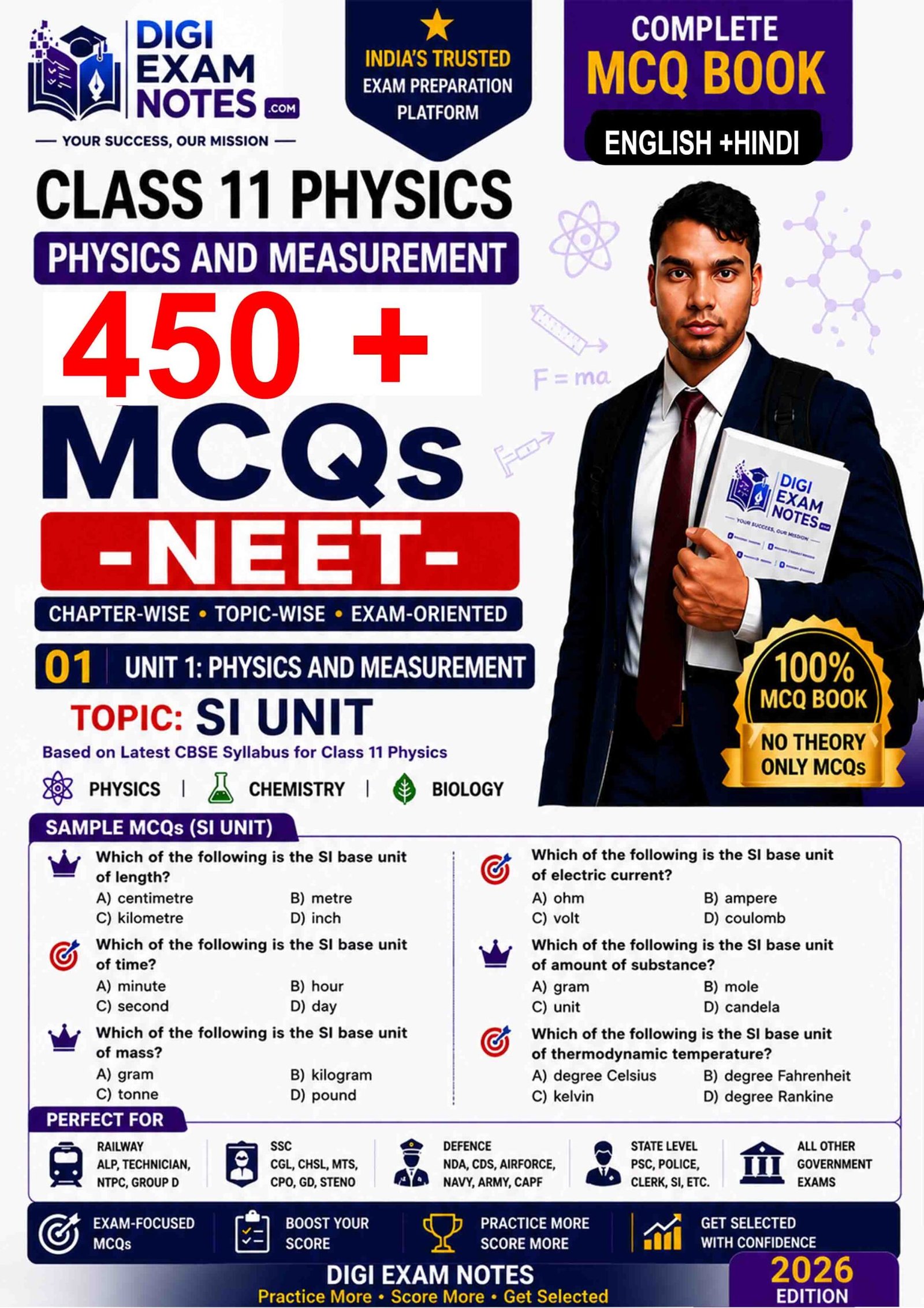 SI Units MCQ Book PDF for Class 11 Physics | Digi Exam Notes